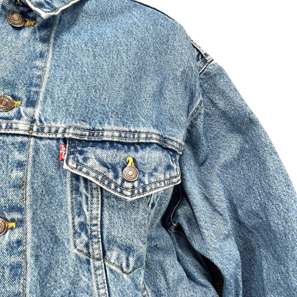Levi's Men's XL‎ Vintage 90s Blue Denim Trucker Jacket 100% Cotton Made in USA - Picture 2 of 8